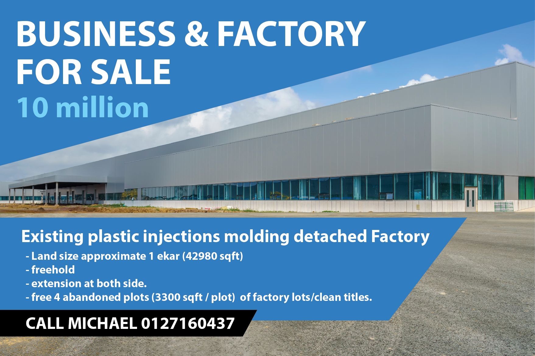 BUSINESS AND FACTORY FOR SALE(FREE 4 PLOTS LAND)